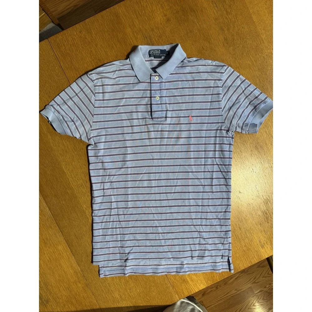 Vintage Polo‎ By Ralph Lauren Polo Men's S Blue Striped Pink Pony Preppy Tennis